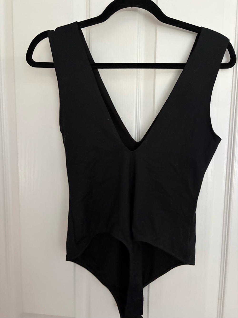 Free People Black V-Neck Sleeveless Bodysuit